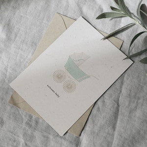 welcome baby card, New Baby Card, And Then There Were Three, Baby Announcement Card, Pregnancy Card, Congratulations Card, Cute Baby Shower