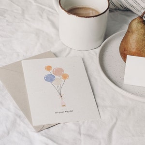 Minimale Geburtstagskarte, niedlich, lustig, Luftballons, für ihn, Freund, Ehemann, für sie, großer Tag, einfach