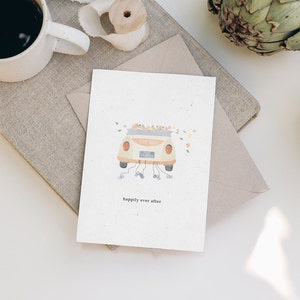Happily ever after card - Just Married Card- Wedding Card - For Couple - Hitched - Cute - Cheers - Greeting Card