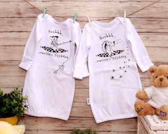 Baby Sleeping Gown Set: Hedgehog & Mouse Cotton Sleepwear (0-12m)