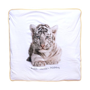 NEW-Baby Blanket Cotton / Padded / with Sweet Tiger/Deluxe/Natural Cotton/Comes in a custom cotton bag ready to be a great gift.