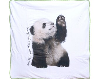 Panda-babydeken: natuurlijk katoenen gewatteerde wiegdeken