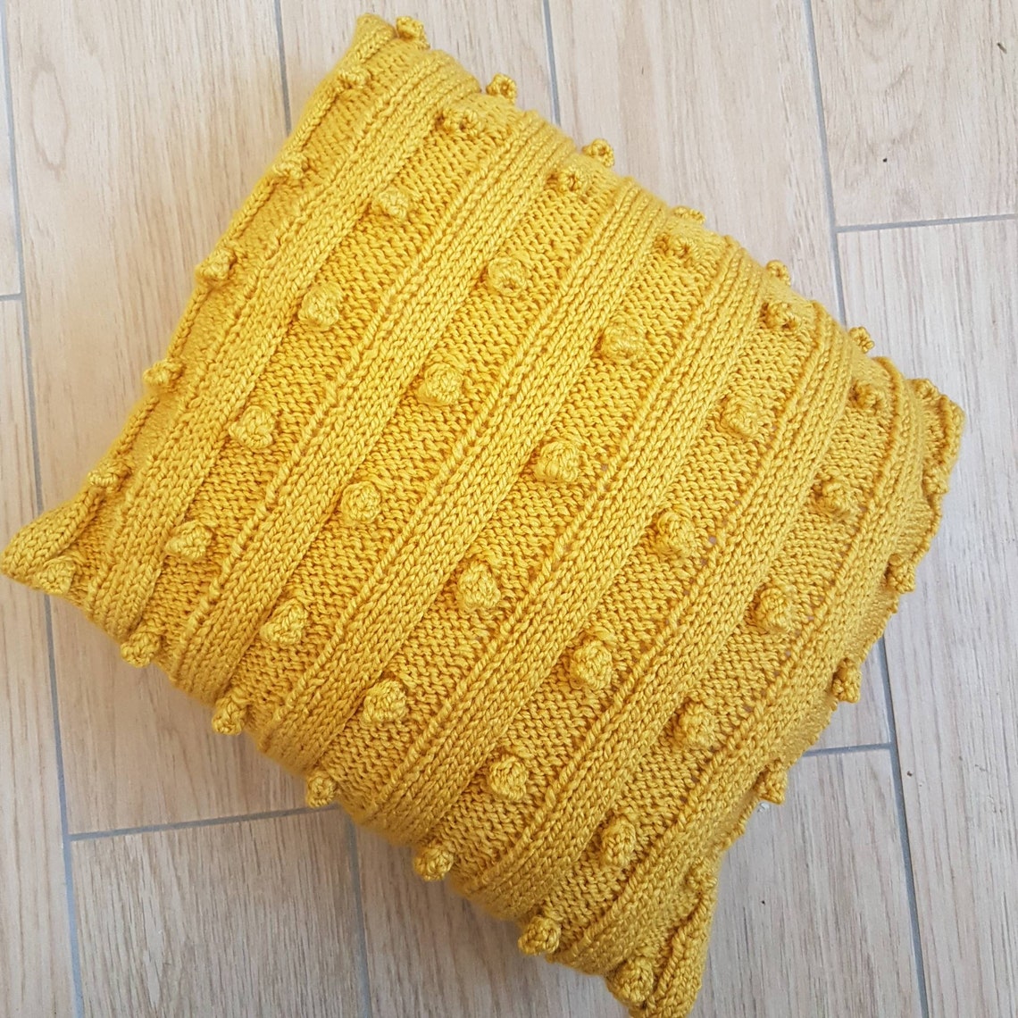 Hand Knitted Mustard and Grey Cushion Covers Chunky Knit Etsy