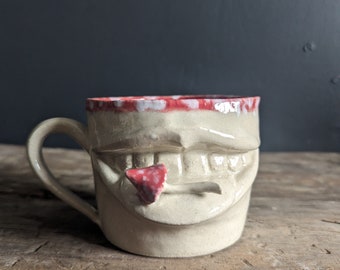 Cool mugs, fun pottery, handmade cup, cool gifts for smokers, home decor, figurative art 3d sculpture, coffee cup, work mug