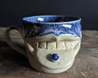 Cool mugs, fun pottery, handmade cup, cool gifts for smokers, home decor, figurative art 3d sculpture, coffee cup, work mug