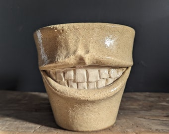 house planter with a face, Handmade planter with a sculpted face perfect for succulents cactus plants home decor gifts, house plants