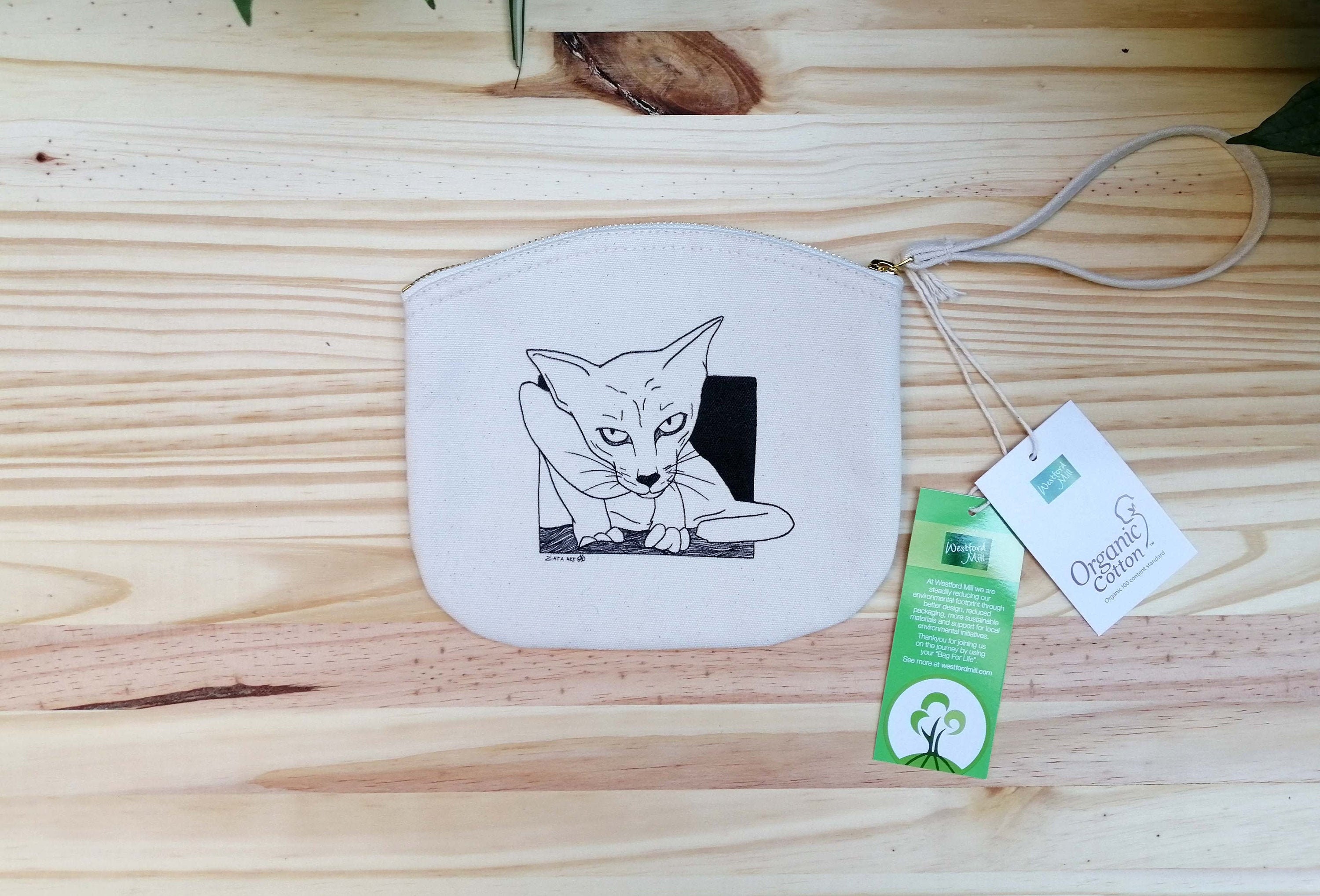 Trousse/Pochette 100% Coton Illustration Ziata.art Chat