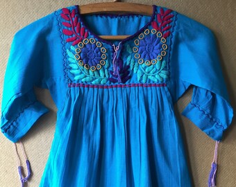 Mexican embroidered baby blouse, Amatenango Chiapas region, mexican embroidered dress, mexican outfit baby.