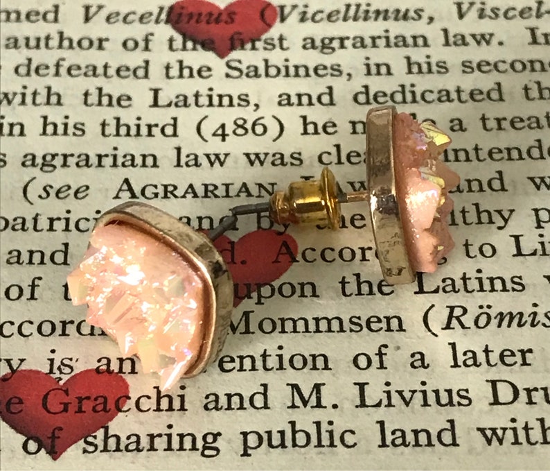 PinkCoral Druzy Stud Earrings