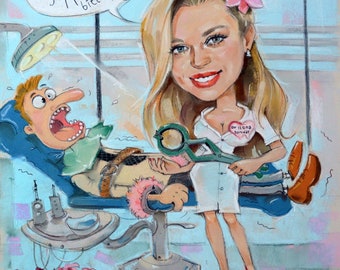 Zahnarzt Karikatur Etsy