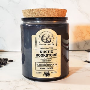 Rustic Bookstore Scented Soy Candle | Old Books & Worn Leather