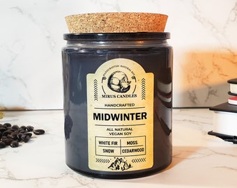 Midwinter Soy Candle | Home Decor Candle - Fall and Winter Candle - Bookish Candle - All Natural Vegan Soy- Mirus Candles