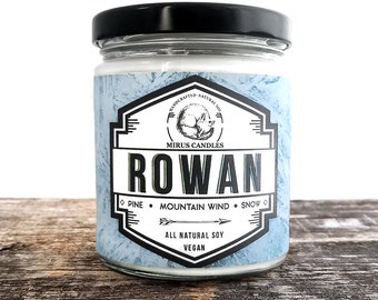 Vela de soja Rowan / Vela inspirada en el trono de cristal - Vela de libro - 8oz Toda la soja vegana natural- Velas Mirus