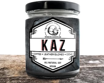 Kaz Soy Candle | Six of Crows Inspired Candle - Bookish Candle - 8oz All Natural Vegan Soy- Mirus Candles