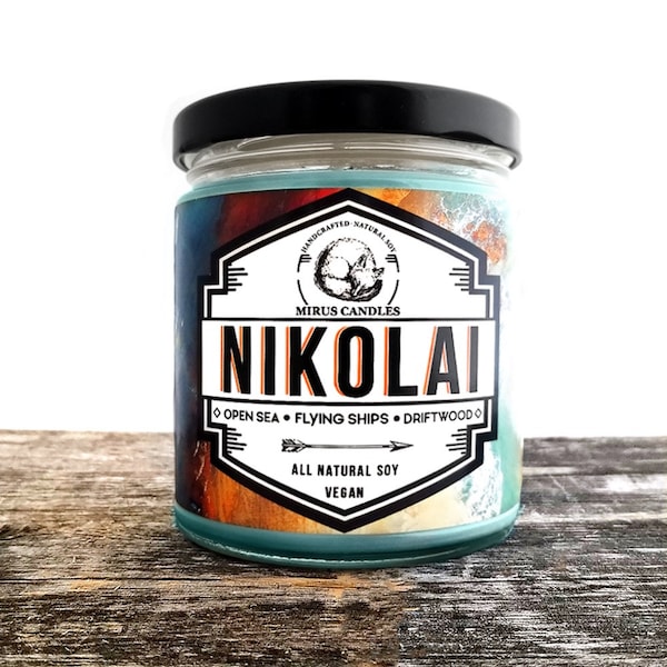 Nikolai Soy Candle | Grisha Inspired Candle - King of Scars- Bookish Candle - 8oz All Natural Vegan Soy- Mirus Candles