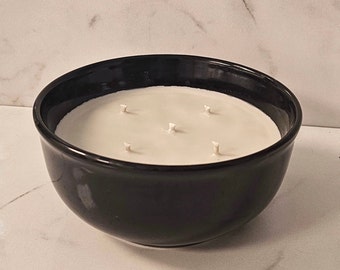 5-Wick Scented Soy Candle – Black Ceramic Jar, Fire Whiskey Scent
