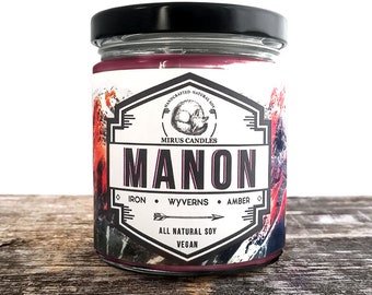 Manon Soy Candle | Throne of Glass Inspired Candle - Book Candle - 8oz All Natural Vegan Soy- Mirus Candles