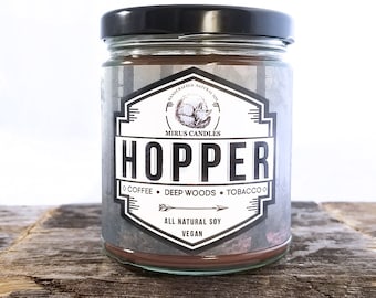 Hopper Soy Candle | Stranger Things - Fandom Candle - 8oz All Natural Vegan Soy- Mirus Candles