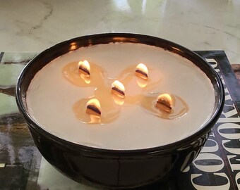 5-Wick Soy Candle - Fire Whiskey Scent, Black Ceramic Jar