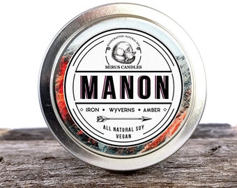 Manon Soy Candle | Throne of Glass Inspired Candle - Book Candle - 4oz All Natural Vegan Soy- Mirus Candles