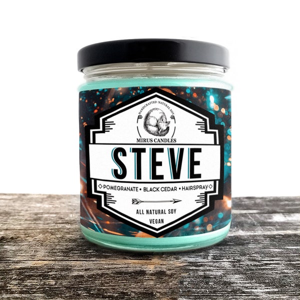 Steve Soy Candle | Stranger Things - Fandom Candle - 8oz All Natural Vegan Soy- Mirus Candles