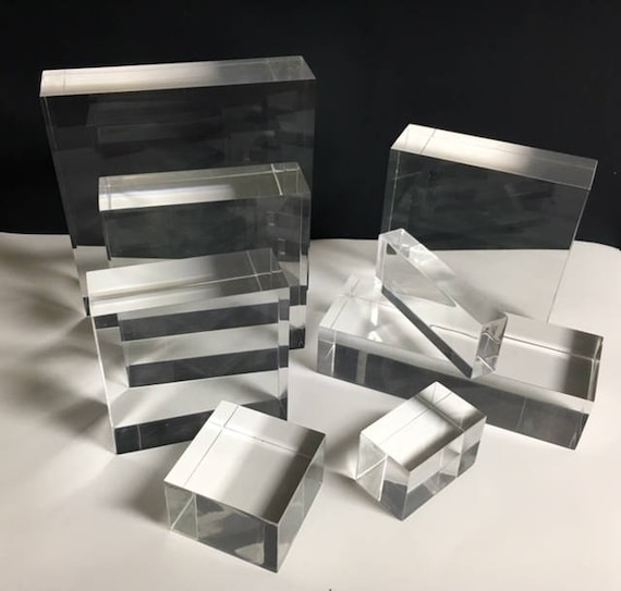 2W x 2L x 1T Block - Acrylic/Lucite - Solid Clear - Qty of 5