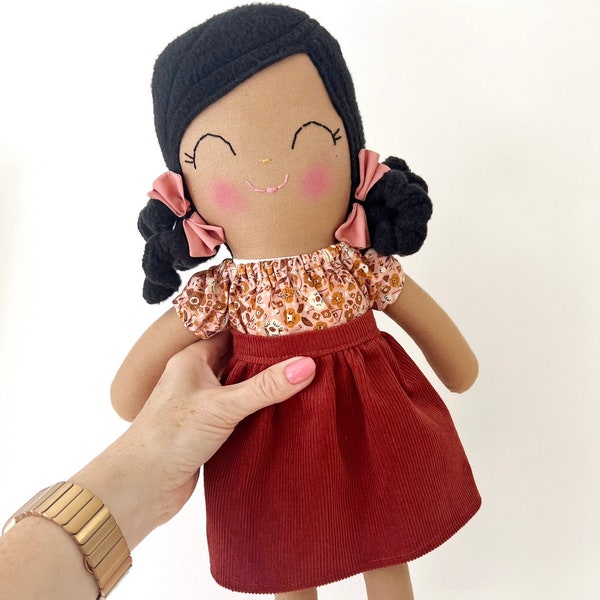 Fabric Doll, Heirloom Doll, Ready to ship doll, Modern Rag Doll, dress up doll, handmade doll