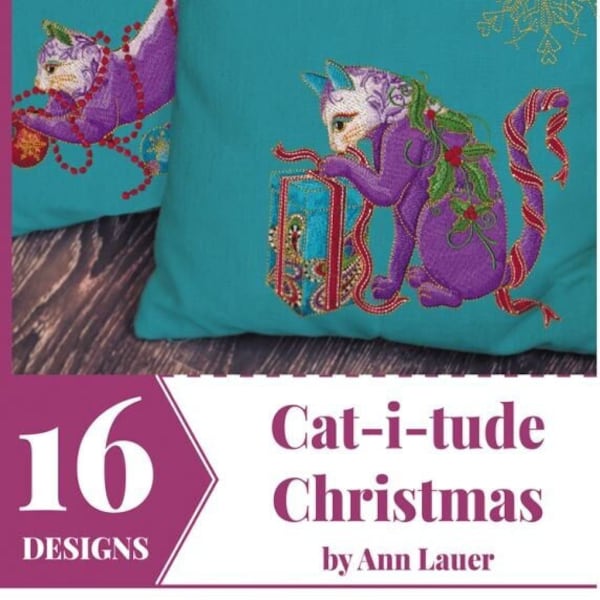 Cat-i-tude Christmas #80311     OESD      Machine Embroidery New CD