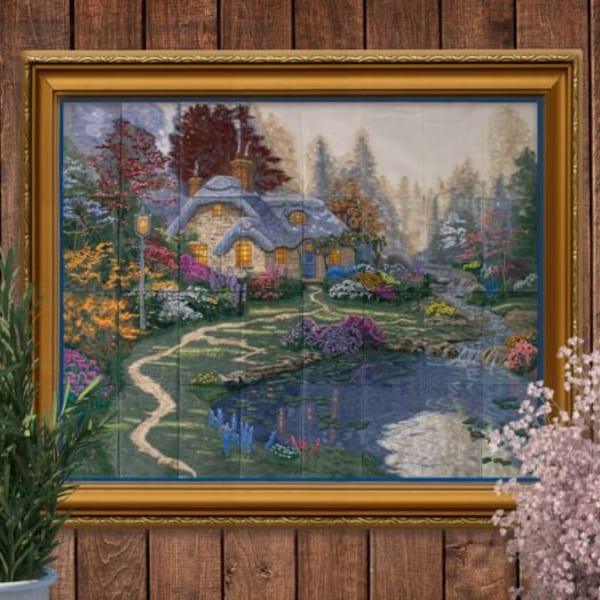 Everett's Cottage Tiling Scene by Thomas Kinkade  OESD    Machine Embroidery New