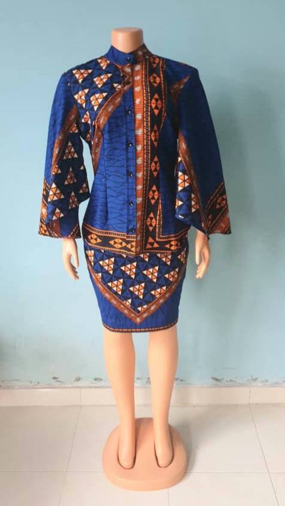 African Print Top and Skirt African Blouse Knee Length Skirt - Etsy
