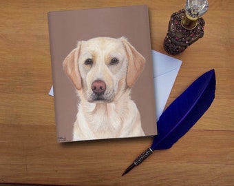 Golden Labrador Retriever Greetings  Card, blank high quality printed cards from hand drawn fine art original.