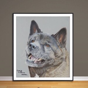 American Akita  fine art print, from hand drawn coloured pencil original artwork.