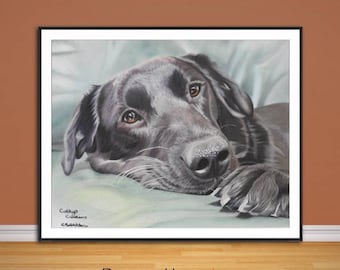 ラブラドール・レトリバーの鉛筆画、ジクレー版画 | アーティスト G