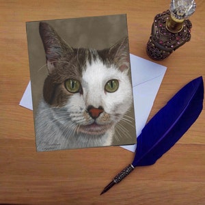 Carte de vœux Tabby Cat, cartes imprimées vierges de haute qualité à partir d’originaux d’art dessinés à la main.