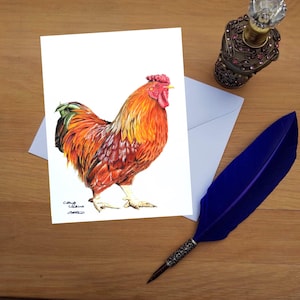 Hahn-Grußkarte, Blankokarten von handgezeichneten Fine Art Originalen.