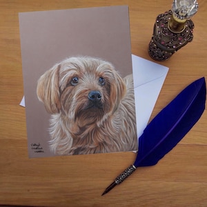 Tarjeta de felicitación Norfolk Terrier, tarjetas impresas en blanco de alta calidad de originales de bellas artes dibujadas a mano.