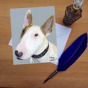 Englisch Bullterrier Gruß, leere hochwertig gedruckte Karten von Hand gezeichnet Fine Art Original.