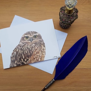 Carte de voeux hibou, cartes imprimées vierges de haute qualité à partir d'oeuvres d'art originales dessinées à la main.