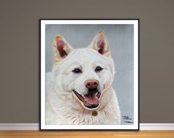 Impression giclée d'art Akita Inu, à partir d'un original pastel dessiné à la main