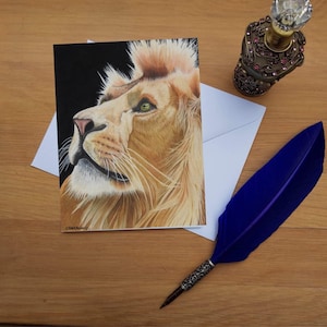 Lion greetings card, Blank high quality printed cards from hand drawn fine art original.