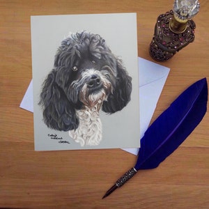 Cockerpoo Biglietto di auguri, biglietti stampati vuoti di alta qualità da originali d'arte disegnati a mano.