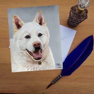 Akita wenskaart, blanco gedrukte kaarten van hoge kwaliteit van handgetekende originele kunst.