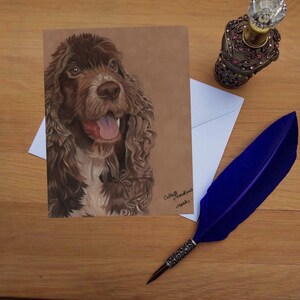 Cocker Spaniel Grußkarte, Blankokarten von handgezeichneten Fine Art Originalen.