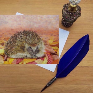 Carte de voeux hérisson, cartes imprimées vierges de haute qualité à partir d'oeuvres d'art originales dessinées à la main.