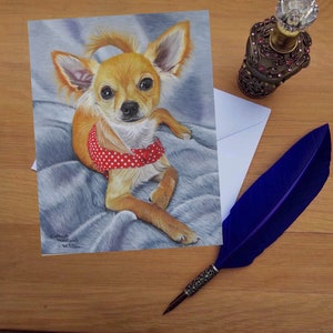 Tarjeta de felicitación de Chihuahua, tarjetas impresas en blanco de alta calidad de originales de bellas artes dibujadas a mano.