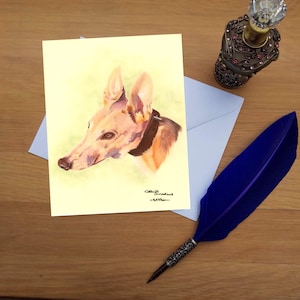 Tarjeta de felicitación Greyhound, tarjetas impresas en blanco de alta calidad de originales de bellas artes dibujadas a mano.
