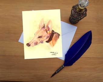 Greyhound Greetings Card, Blank high quality printed cards from hand drawn fine art original.