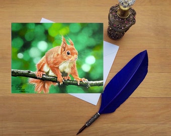 Eichhörnchen Grußkarte, Blank hochwertig gedruckte Karten von Hand gezeichnet Fine Art Original.
