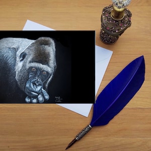 Gorilla Grußkarte, Blanko hochwertige gedruckte Karten aus handgezeichneten Fine Art Original.