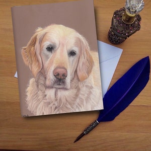 Golden Retriever Greetings Card, blanko hochwertig gedruckte Karten von Hand gezeichnet Fine Art Original.